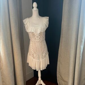 Elegant White Ruffle Mini Dress